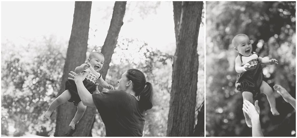 Mom tosses giggling baby in the air by Ristaino Photography of Sarasota FL