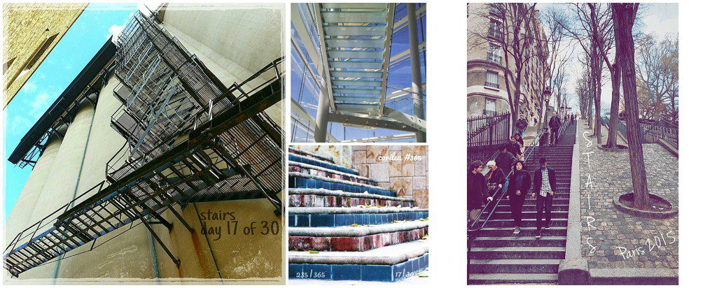 Student photos of stairs from summer photo challenge hosted by Ristaino Photography of Sarasota FL.