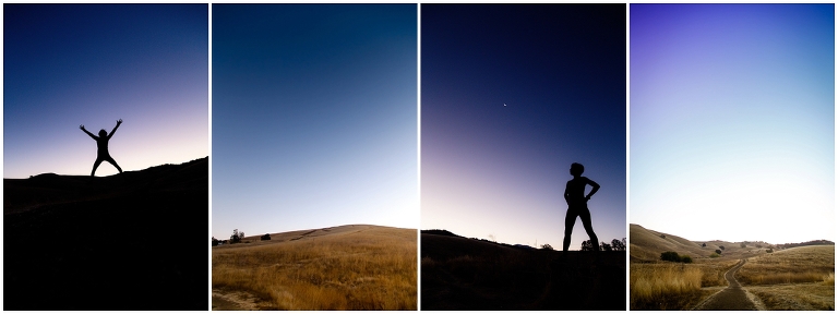 Silhouette portrait of a woman before sunrise in the foothills of mount diablo taken by Ristaino Photography of Sarasota Florida