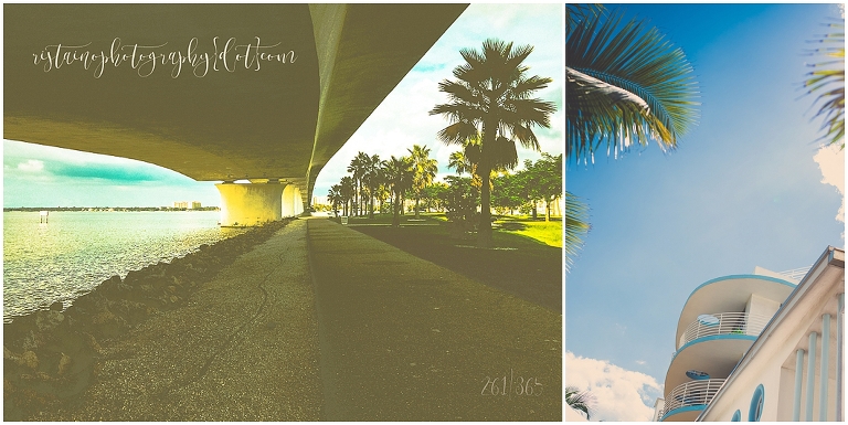 View from under the Ringling bridge in Sarasota FL and Art Deco in Miami