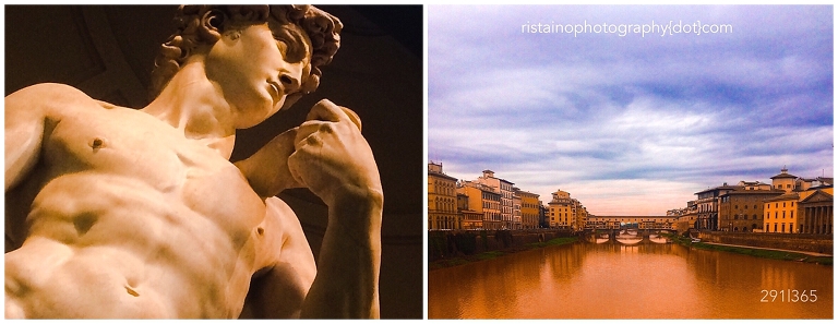 Close up of the David and the Arne River in Florence Italy. Taken by Ristaino Photography of Sarasota FL