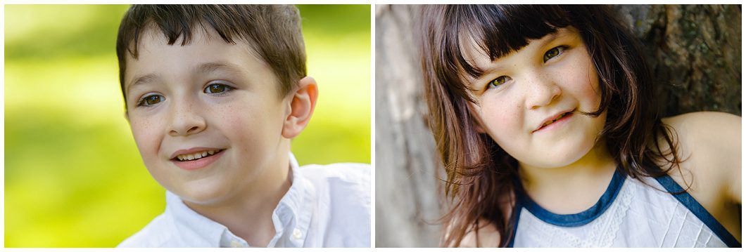 young boy in white oxford shirt and young girl in white lace and denim dress during a Beauty Revived Session by Ristaino Photography of Sarasota FL