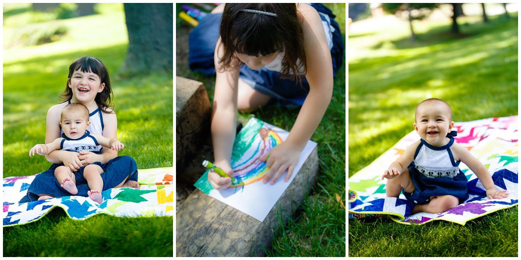 little girl draws a rainbow during a Beauty Revived Session by Ristaino Photography of Sarasota FL