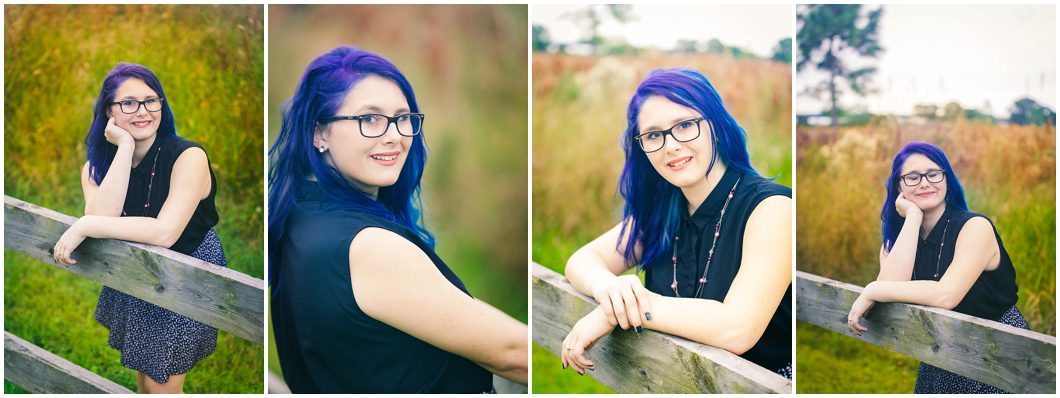 High School senior girl with blue hair poses for senior portraits in sarasota FL