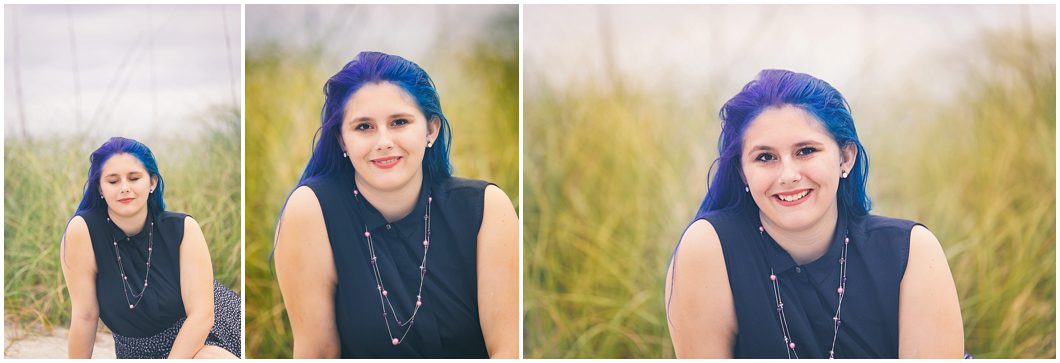 High School senior girl with blue hair poses for senior portraits in sarasota FL