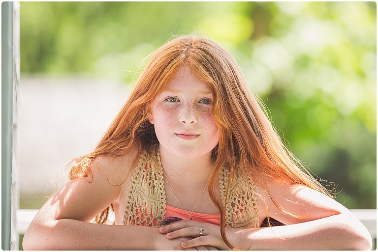 tween headshot of girl with red hair and freckles in sarasota by headshot photographer ristaino photography