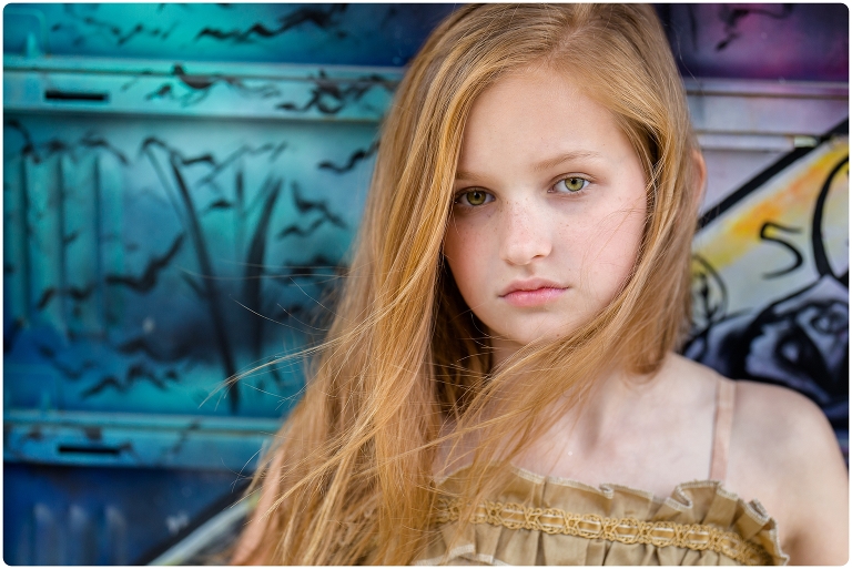 Young girl looks like Les Mis Cosette in front of graffiti in Cary NC Sarasota-Tween-Photographer-Michaela-Ristaino-Photography_0010.jpg