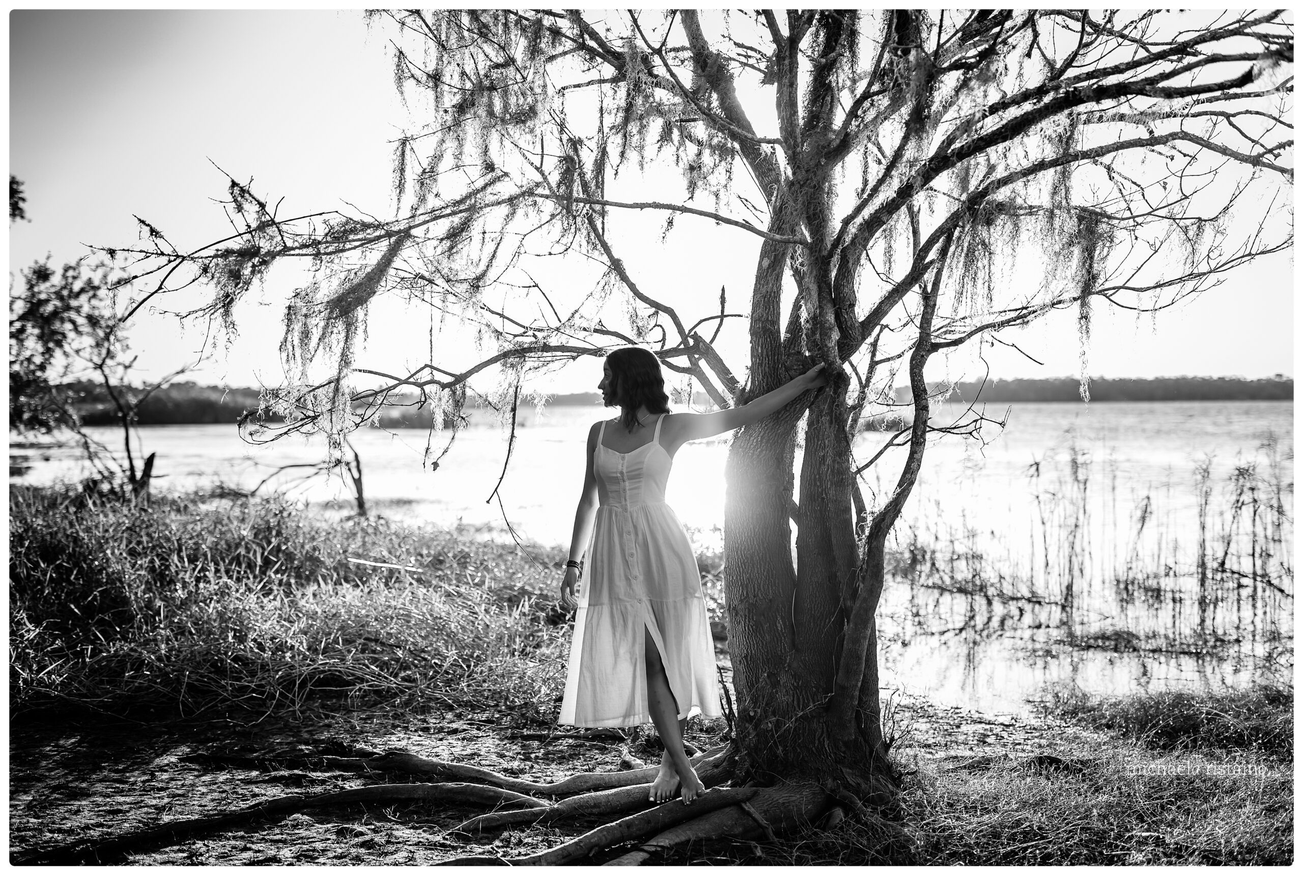 Senior portrait silhouette at golden hour in Myakka River State Park Sarasota, Ristaino Photography