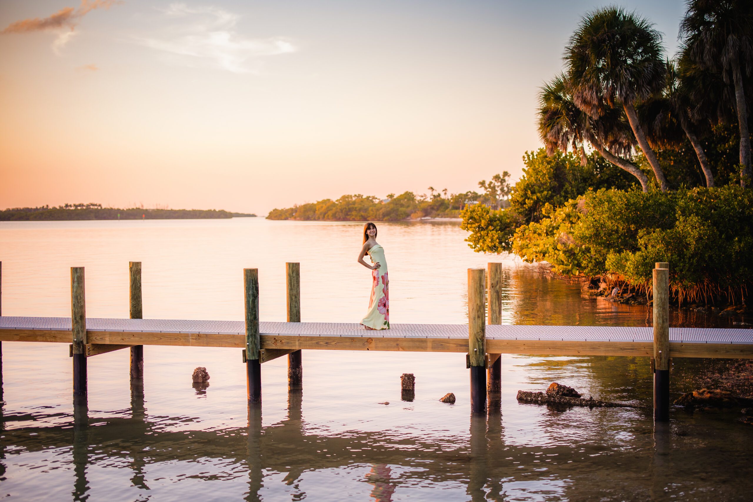 Waterfront dock at sunset, Bay Preserve Osprey Florida