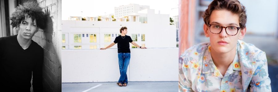 Three senior guy portraits in Sarasota, rooftop and studio style sessions